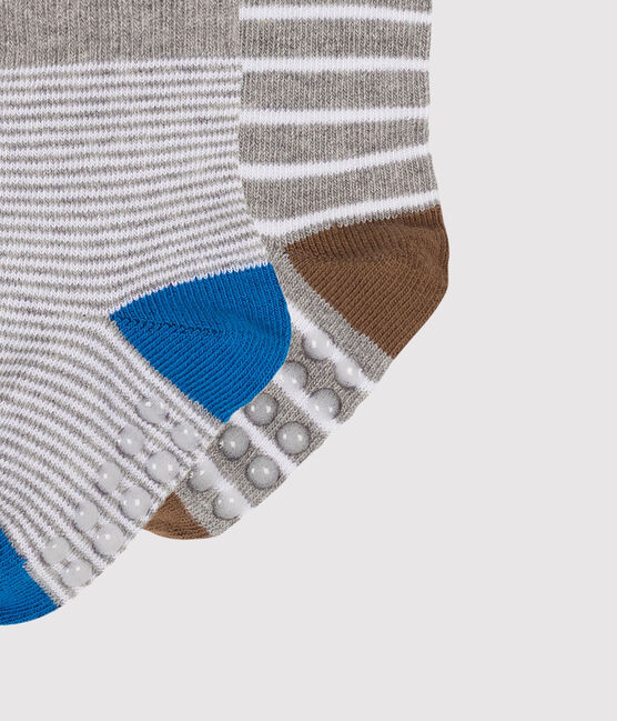 2er-Set Babystrümpfe für Jungen weiss MARSHMALLOW/grau SUBWAY