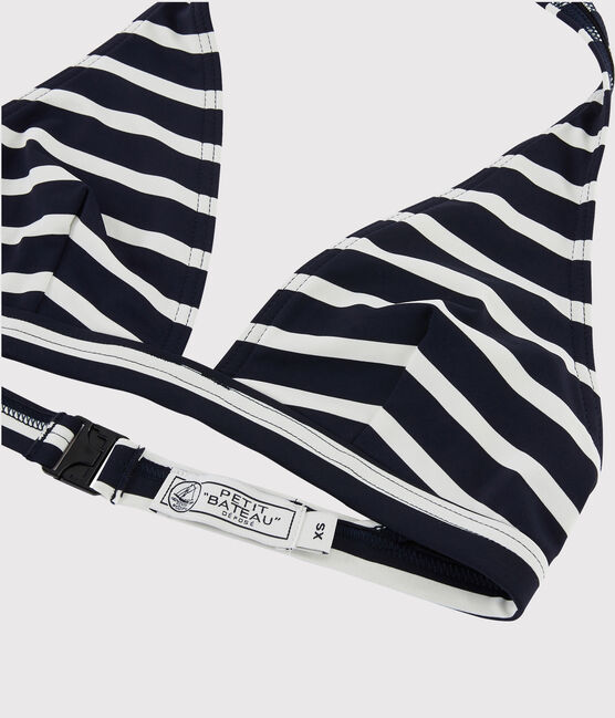 Damen-Bikini mit Streifen-Design blau SMOKING/weiss MARSHMALLOW