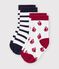 2 Paar Babysocken aus Baumwolle mit Streifen und Bootsmotiv vielfarbig
