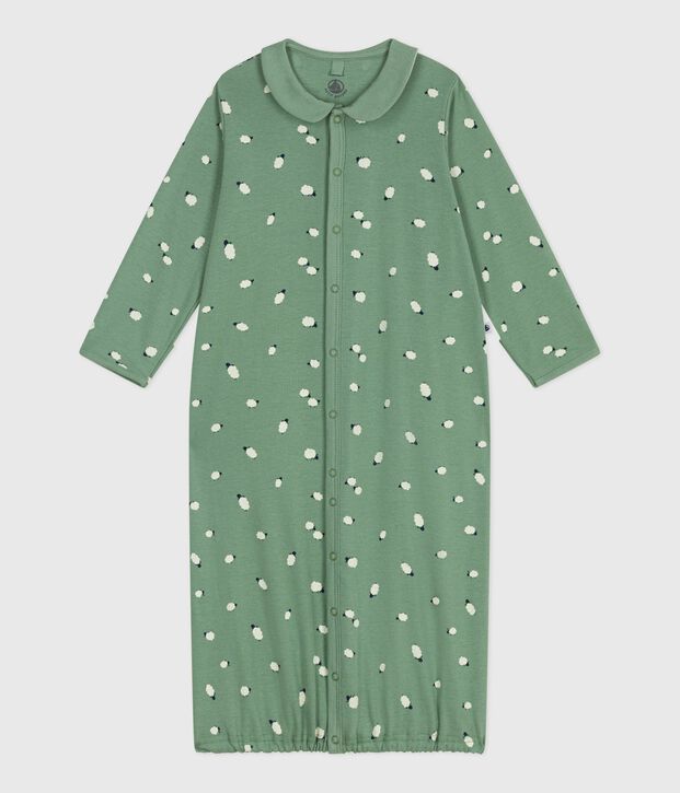 Baby Kombi-Overall mit Kragen aus bedruckter Baumwolle gr&uuml;n/vielfarbig