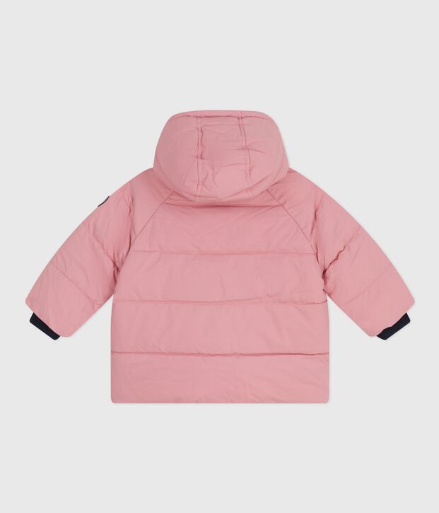 Baby-Winterjacke aus einfarbigem Polyester rosa
