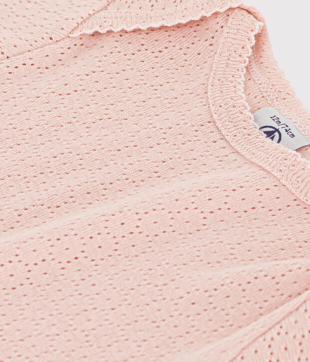 Kurz&auml;rmeliger Baby-Body aus Ajour-Strick rosa