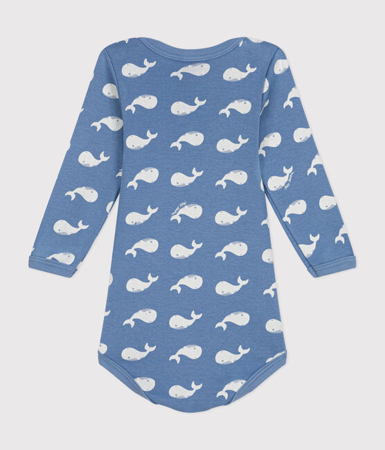Langärmeliger Baby-Body aus Baumwolle blau BEACH/ MARSHMALLOW