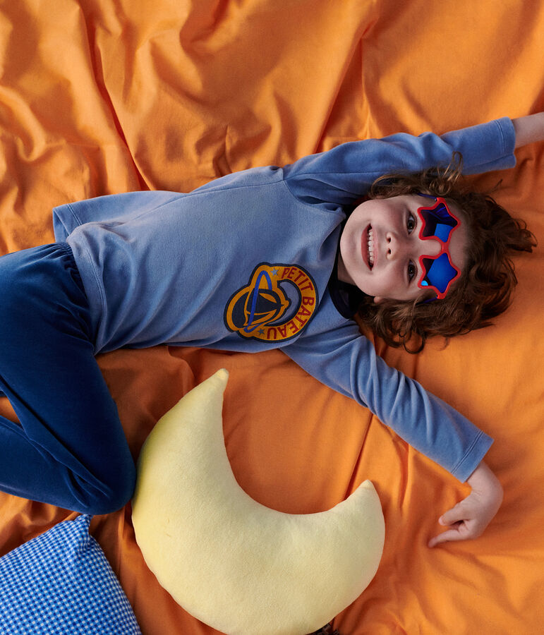 Kinder-Pyjama aus einfarbigem Nicki blau/blau