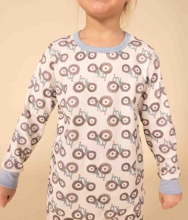 Kinderpyjama aus Baumwolle mit Trecker-Motiv weiss/vielfarbig