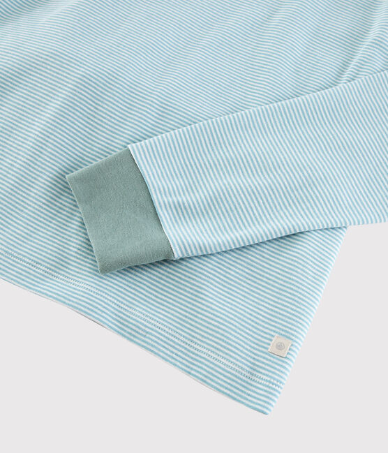Kinderpyjama aus Rippstrick mit blauen Streifen blau TIKI/weiss MARSHMALLOW