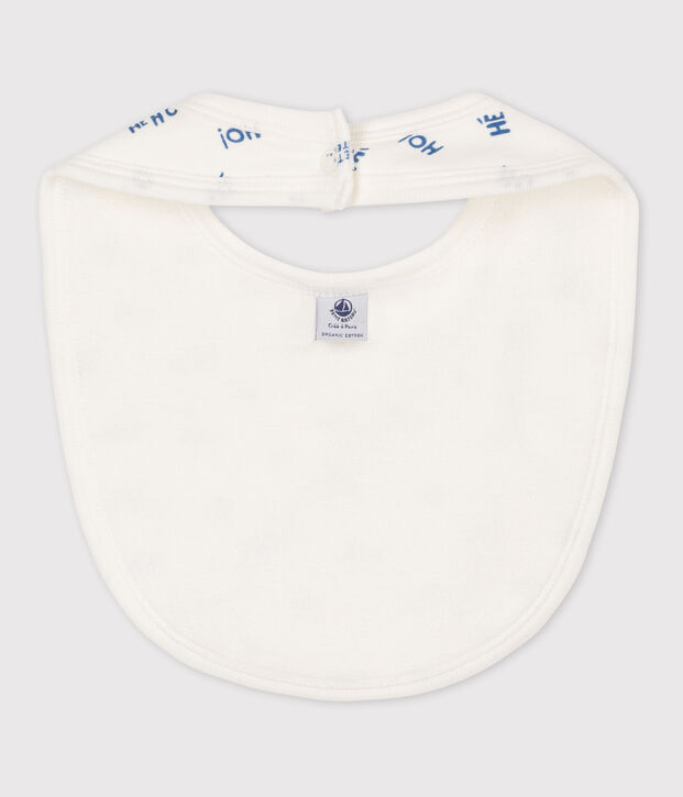 Gemustertes Baby-L&auml;tzchen aus Baumwolle weiss/blau