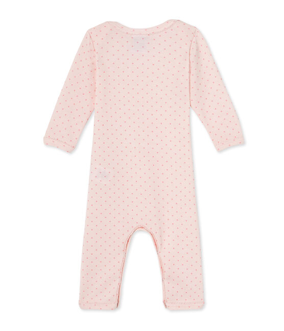 Kurzer Baby-Mädchen-Einteiler aus Wolle/Baumwolle rosa VIENNE/rosa GRETEL