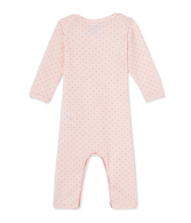 Kurzer Baby-M&auml;dchen-Einteiler aus Wolle/Baumwolle rosa/rosa