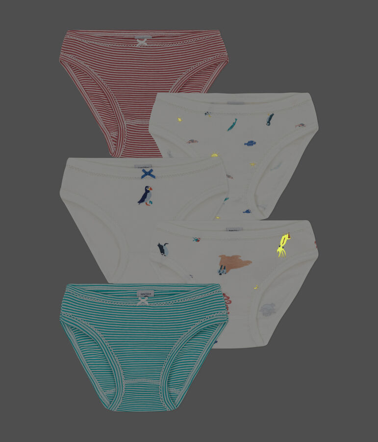 5er-Set Slips aus Baumwolle, eine davon mit Leuchteffekt f&uuml;r M&auml;dchen vielfarbig