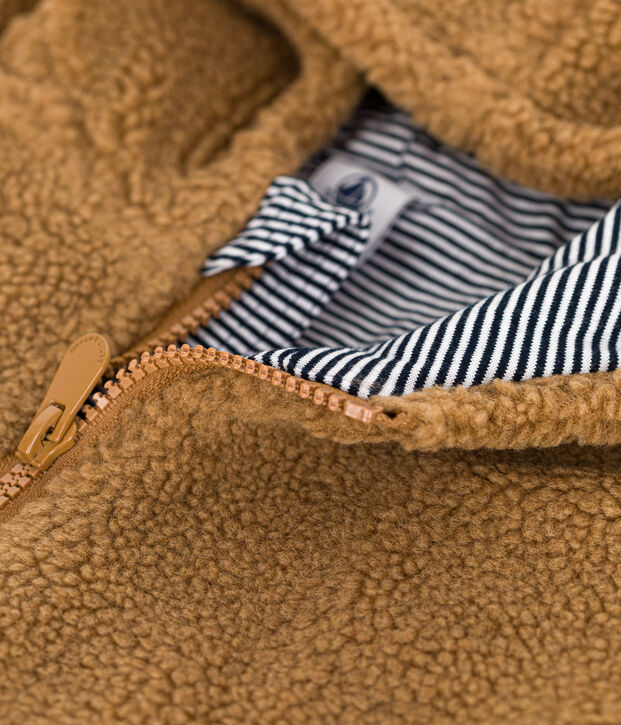 Baby-Jacke mit Kapuze aus Sherpa braun