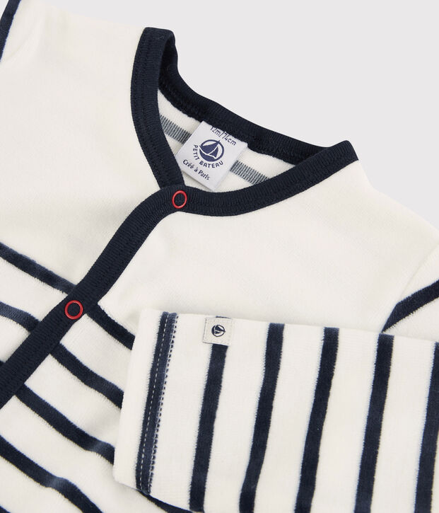 Baby-Strampler aus Nicki weiss/blau