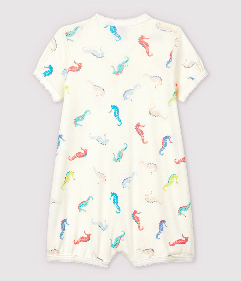 Baby-Einteiler aus Baumwolle mit Seepferdchen-Motiv f&uuml;r M&auml;dchen weiss/rosa