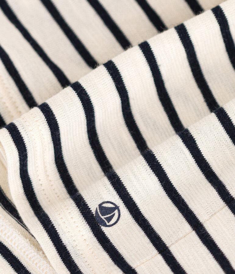 Kurz&auml;rmeliges Babykleid aus geflammtem Jersey naturfarben/blau