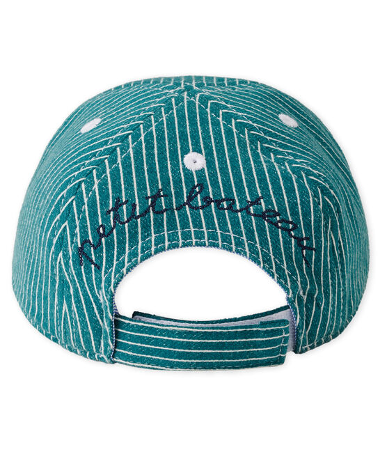 Gestreifte strick-baby-kappe jungen grün OLIVIER/weiss MARSHMALLOW