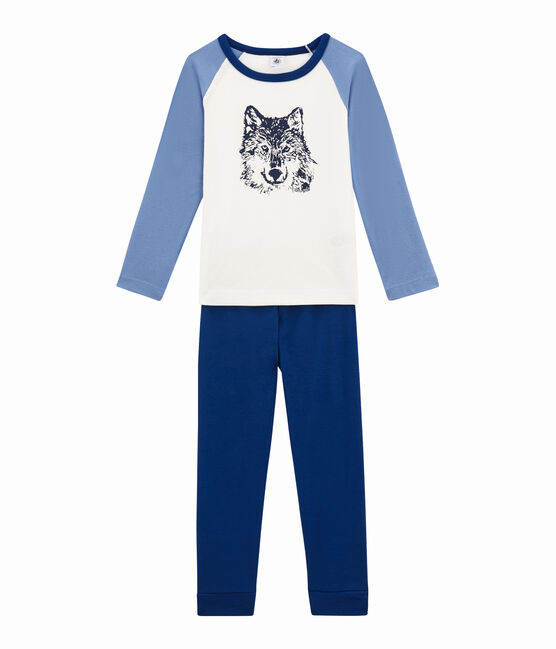 Jungen Schlafanzug blau LIMOGES/weiss MULTICO