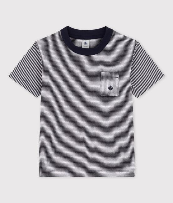 Kurzärmeliges T-Shirt aus Baumwolle für Jungen blau SMOKING/weiss MARSHMALLOW