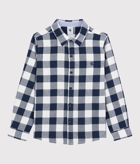 Kinderhemd mit Karomuster für Jungen blau SMOKING/weiss MARSHMALLOW