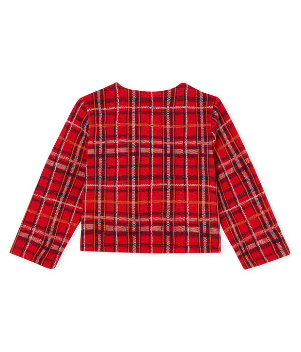 Karierter Baby-Cardigan f&uuml;r M&auml;dchen rot/vielfarbig