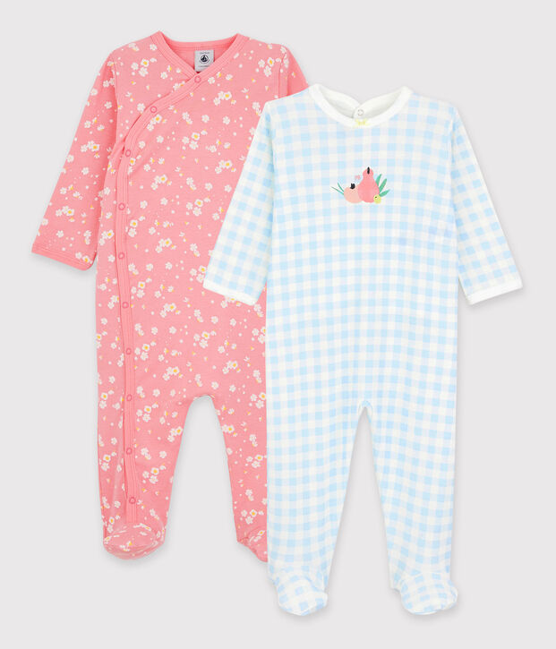 2er-Set Baby-Strampler aus Baumwolle f&uuml;r M&auml;dchen vielfarbig