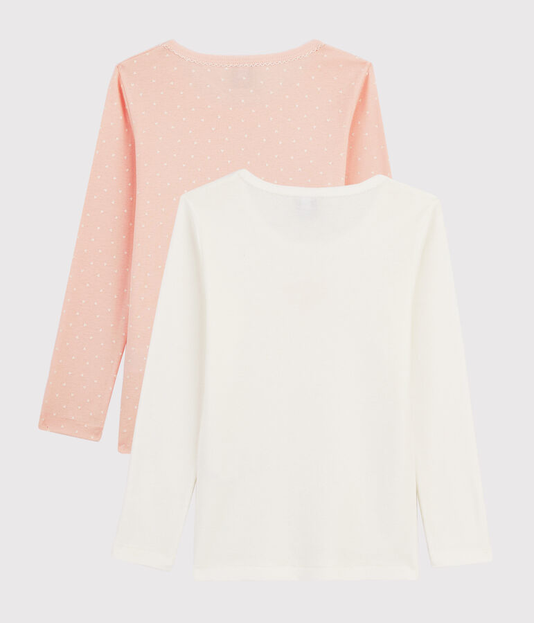 Set mit 2 lang&auml;rmligen T-Shirts mit Herzchen-Muster f&uuml;r kleine M&auml;dchen vielfarbig