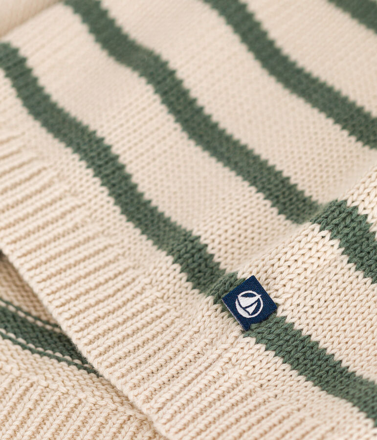 Baby-Pullover aus Baumwolle naturfarben/gr&uuml;n