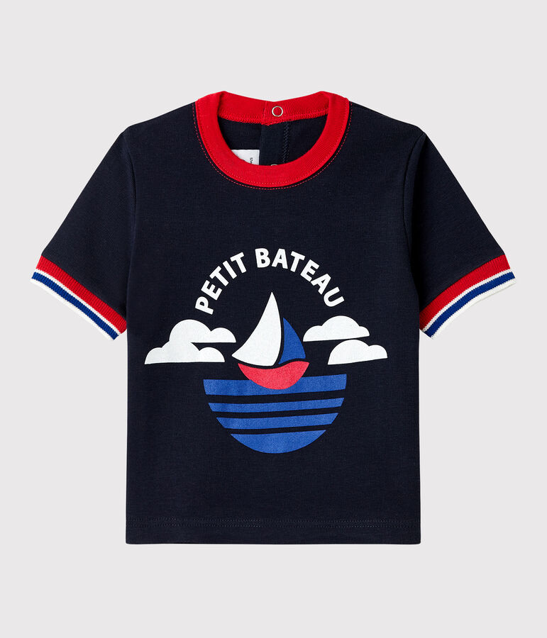 Kurz&auml;rmeliges Baby-T-Shirt aus Baumwolle f&uuml;r Jungen blau SMOKING