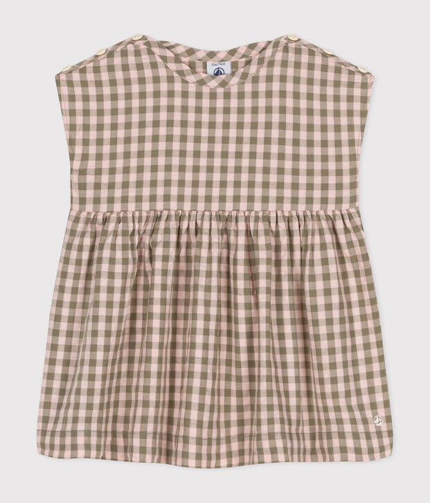 Kurz&auml;rmeliges Baby-Kleid aus Seersucker gr&uuml;n/rosa