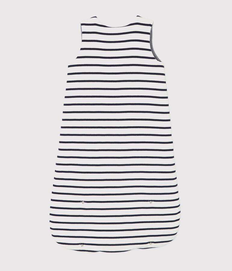 Baby-Wendeschlafsack aus Rippstrick mit Streifen-Design beige COQUILLE/blau ABYSSE