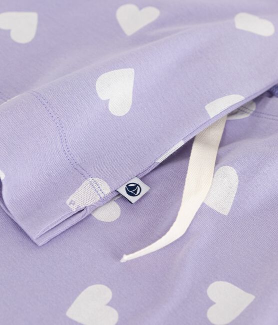 Kurzärmeliger Damen-Pyjama mit weitem Bein aus Baumwolle Herz-Motiv weiss SQUAW/ MARSHMALLOW