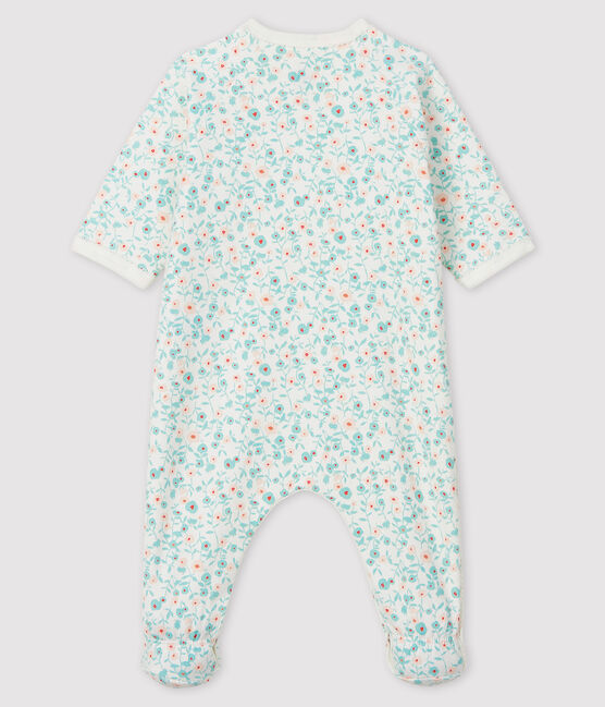 Baby-Strampler aus Molton mit Blumen-Motiv weiss MARSHMALLOW/weiss MULTICO