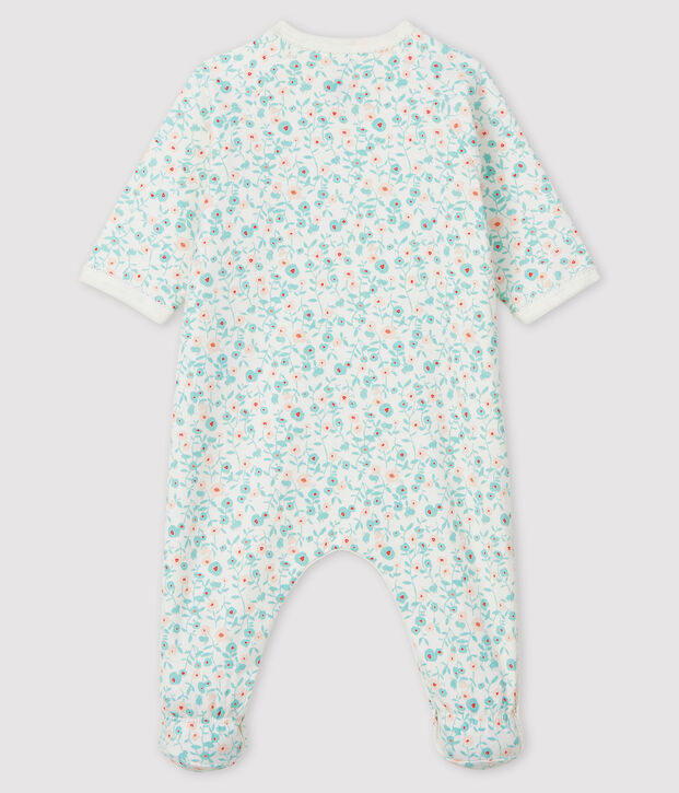 Baby-Strampler aus Molton mit Blumen-Motiv weiss/vielfarbig