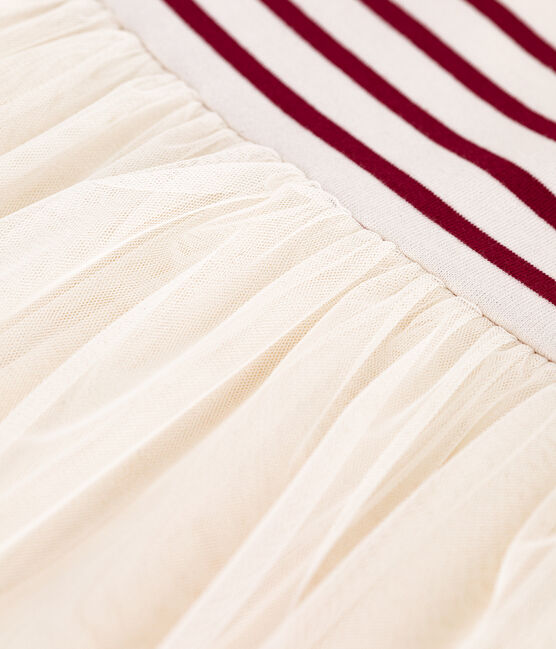 Langärmeliges Kinderkleid aus Baumwolle und Tüll rot MILK/ AMARANTE