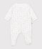 Strampler aus Doppeljersey mit Blumenmuster weiss/rosa