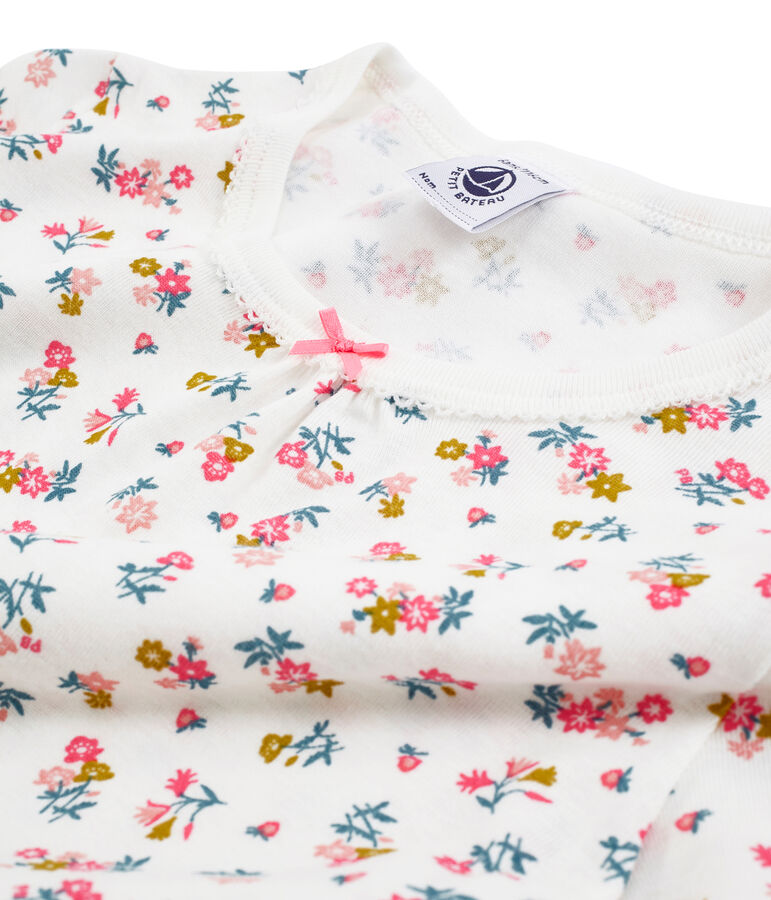 Rippstrick-Nachthemd f&uuml;r kleine M&auml;dchen weiss/vielfarbig