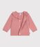 Baby-Cardigan mit Kragen aus einfarbigem Woll- und Baumwollstrick rosa