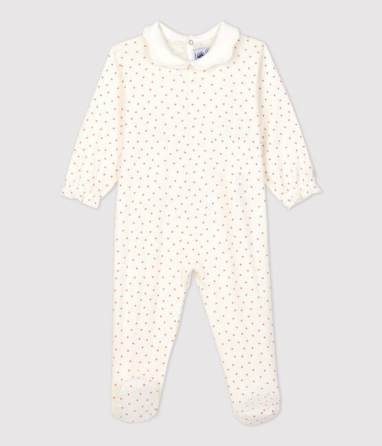 Baby-Strampler aus Baumwolle mit Herzchen-Motiv weiss MARSHMALLOW/ PAPAYE