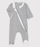 Baby-Strampler aus Bio-Baumwolle mit Marinestreifen weiss MARSHMALLOW/blau SMOKING