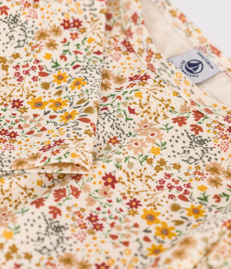 Lang&auml;rmeliges Kinder-T-Shirt aus Rippstrick f&uuml;r M&auml;dchen weiss AVALANCHE/ MULTICO