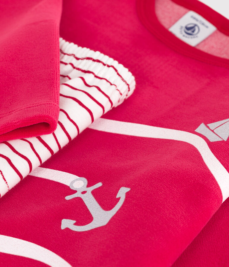 Kinder Pyjama aus Nicki rot/vielfarbig