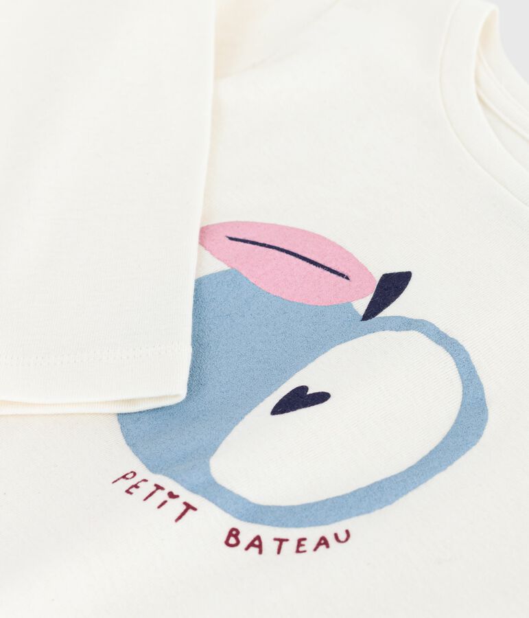 Lang&auml;rmeliges Kinder-T-Shirt aus bedruckter Baumwolle naturfarben/vielfarbig