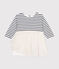 Gestreiftes Baby-Kleid aus Doppeljersey und Tüll weiss MARSHMALLOW/weiss MULTICO
