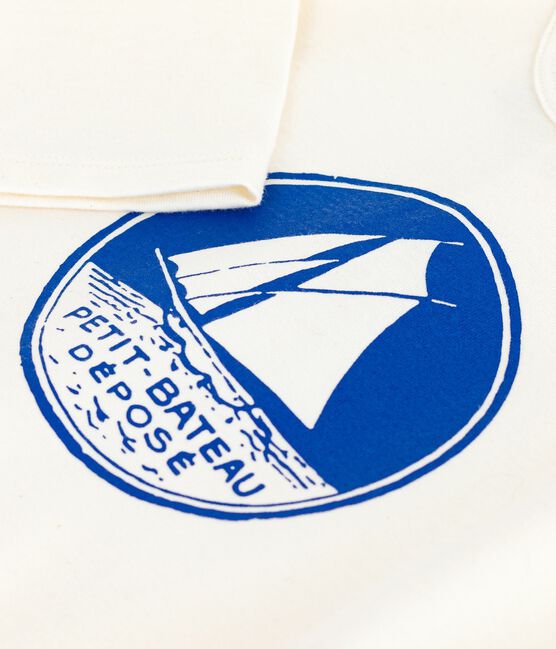 Langärmeliges Baby-T-Shirt aus Baumwolle mit Katzenmotiv blau MILK/ OLYMPIC