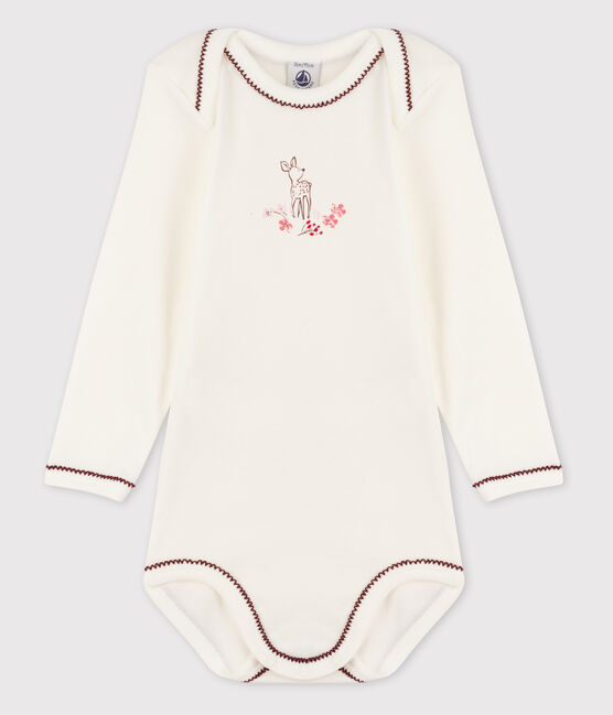 Langärmliger Baby-Body für Mädchen weiss MARSHMALLOW/weiss OGRE