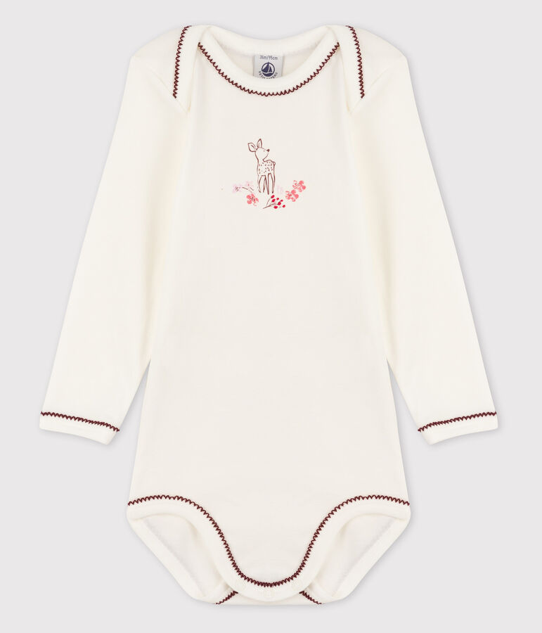 Lang&auml;rmliger Baby-Body f&uuml;r M&auml;dchen weiss/rot