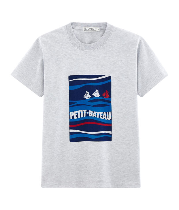 Unisex T-Shirt Postkarten-Motiv grau