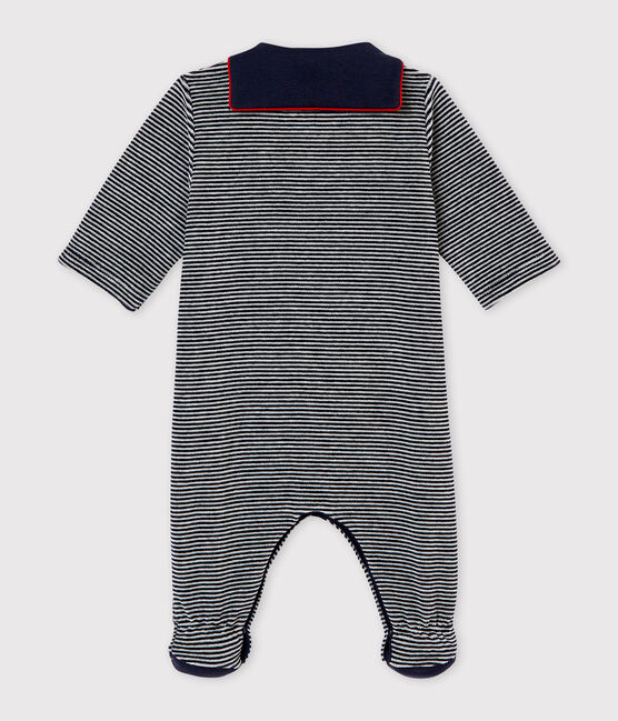Baby Jungen Strampler mit Milleraies Ringelstreifen blau SMOKING/weiss MULTICO