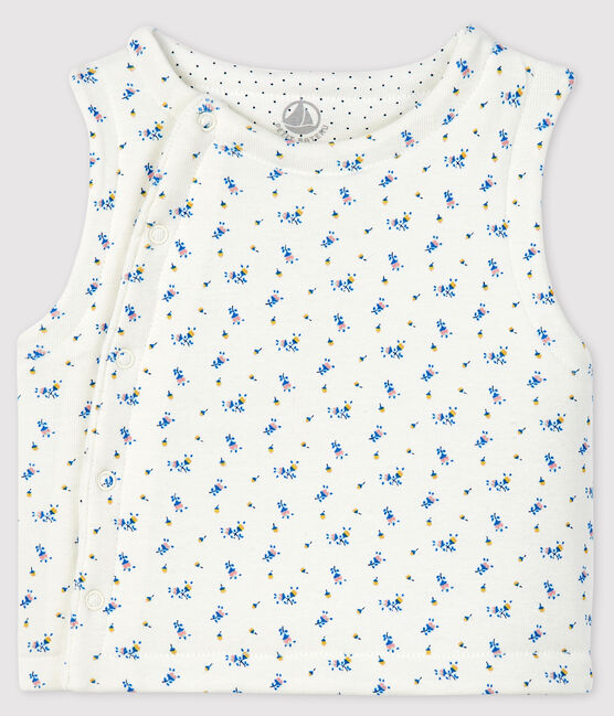 Ärmellose, wattierte Babyjacke aus Bio-Baumwolle weiss MARSHMALLOW+BLEU