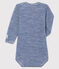 Langärmliger Baby-Body mit Streifen aus Wolle und Baumwolle blau MEDIEVAL/weiss MARSHMALLOW