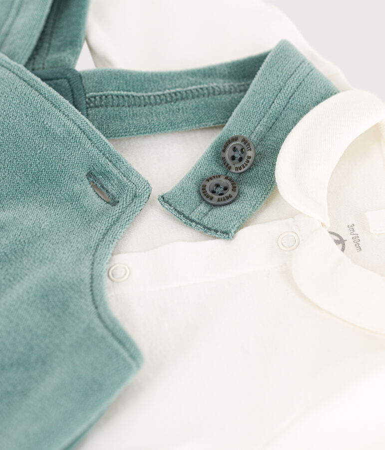 Baby-Set, Latzhose aus Samt und Body gr&uuml;n BRUT